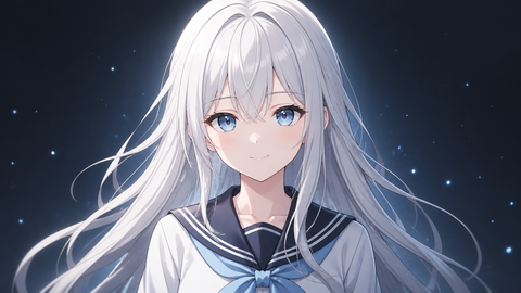 白发少女插画原图